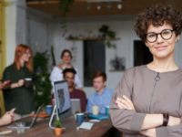 Boss and small team in small business